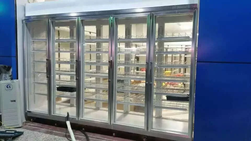 Jiacheng front and rear open style air cooling cold drink refrigerator, glass door fridge, convenience store beverage cooler