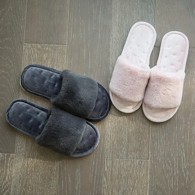 Плюшевые домашние тапочки противоскольжения теплая хлопковая обувь