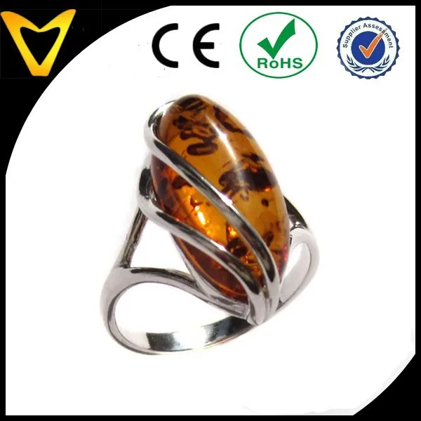Alibaba Hot Selling China Cheap 925 Sterling Silver Jewelry Grapevine Ring With Ice Green Amber