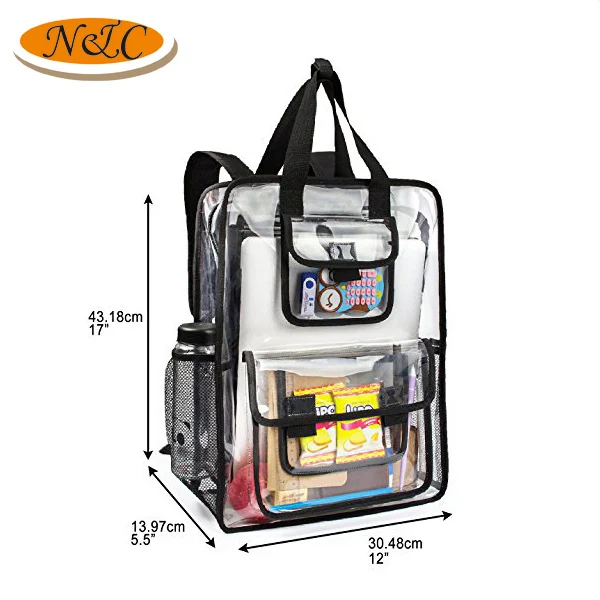 Wholesale price custom logo durable transparent PVC backpack school