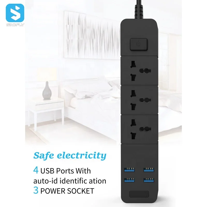 
Amazon hot sale power socket with 4 USB ports charging station extension socket 