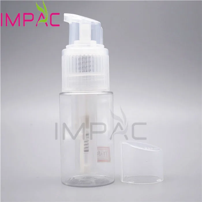 Plastic PET baby talcum powder spray bottle packaging with pump 80ml