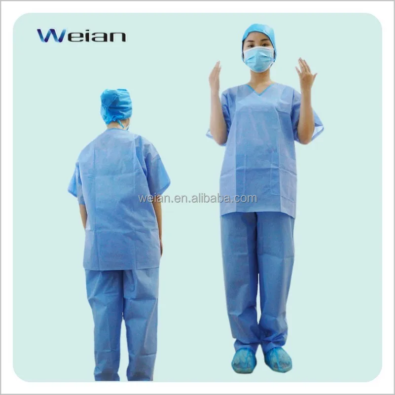 
PP Nonwoven Staff Apparel Disposable Nurses Scrub Suits 