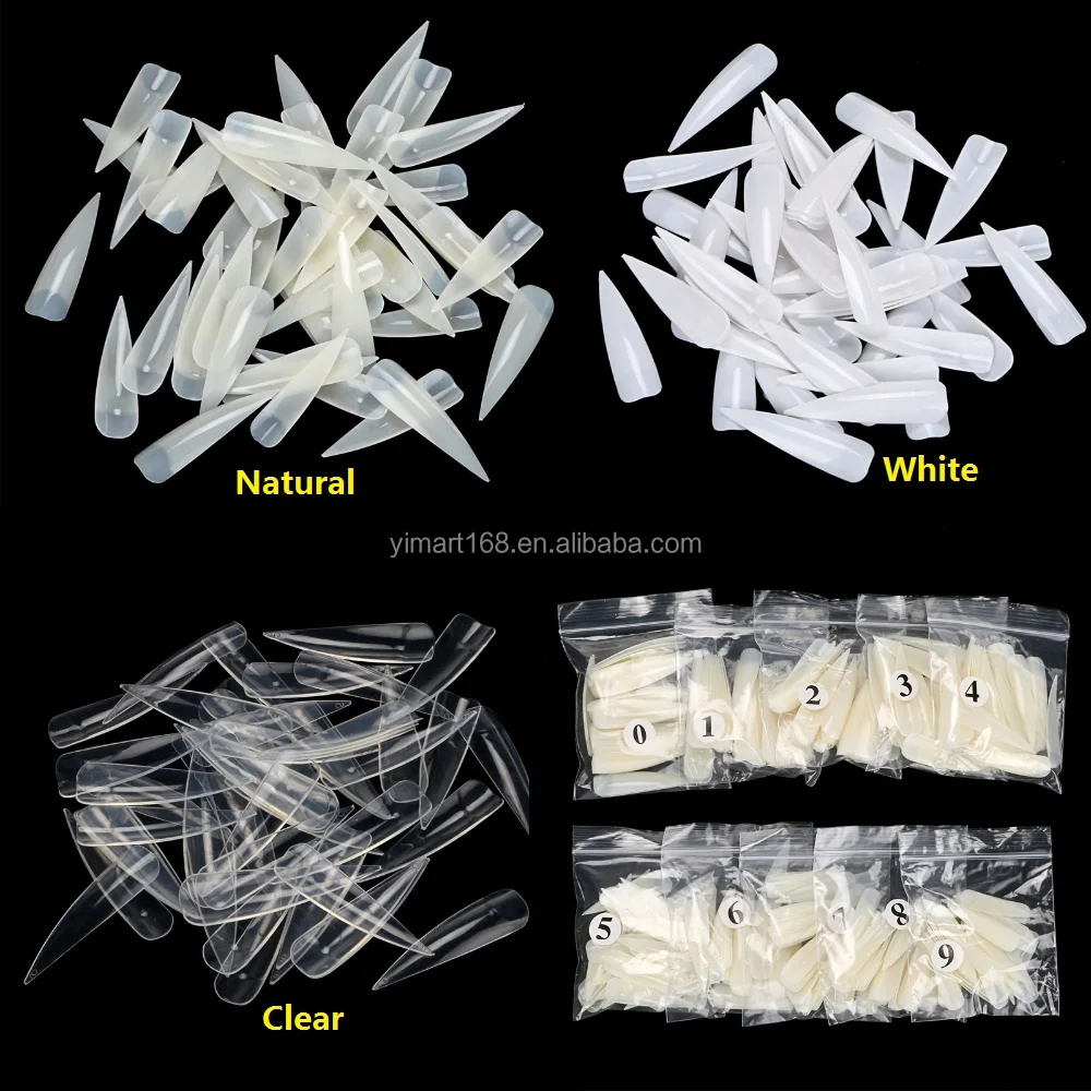 Yimart 500Pcs Acrylic Salon Nails Long Sharp ABS Artificial Nail Art Tips Acrylic Design Press On Nail Short