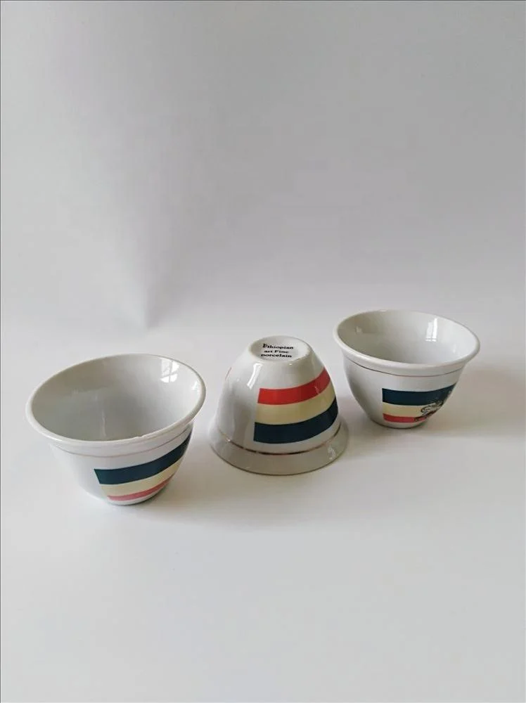 Hot sales ceramic coffee  cups lion and flag for ethiopian coffee ceremony