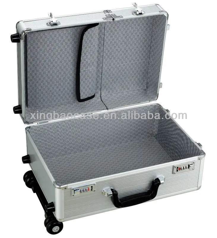 OEM/ODM Factory Price Plain Silver Two Way Open Codelock Aluminum Trolley Hard Case Luggage Weight