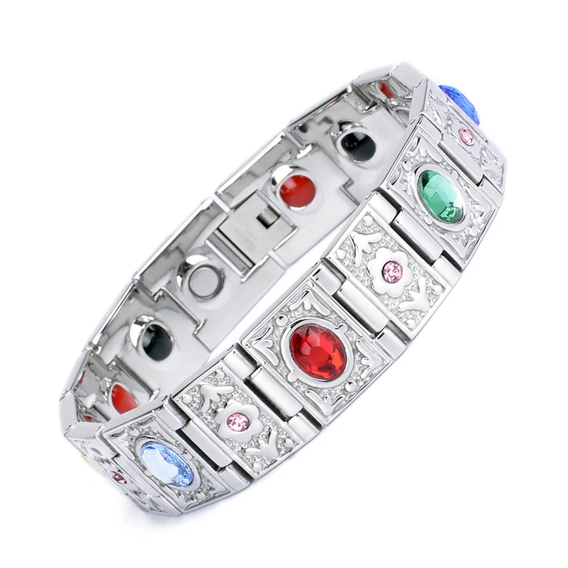 Wholesale health Magnetic Bracelet Crystal Stainless Steel Jewelry Bio Magnetic Bracelet