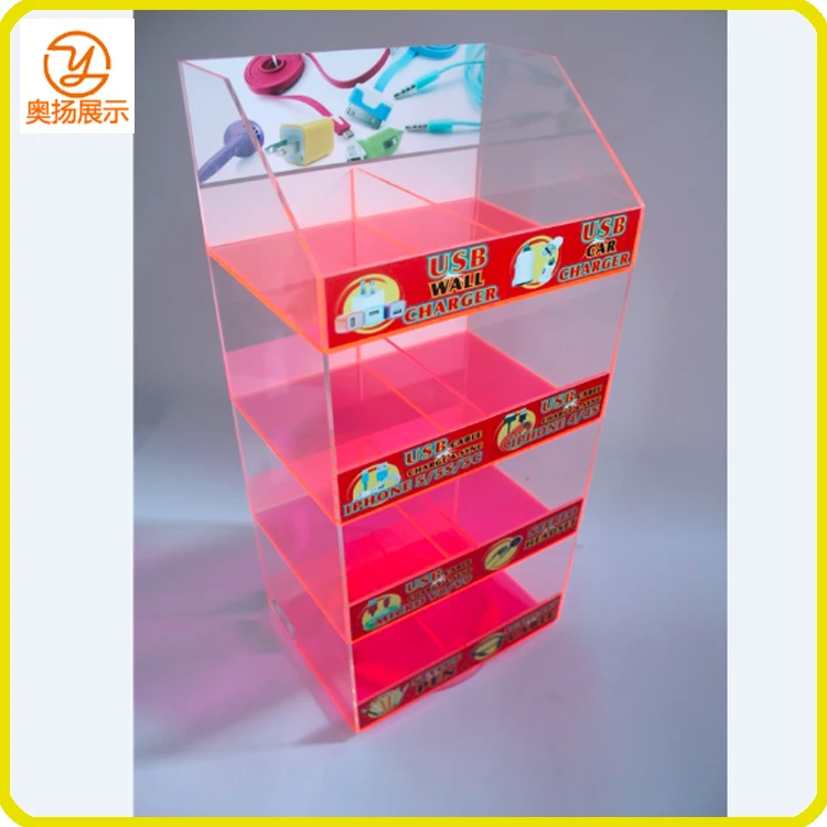 Factory customized acrylic mobile phone accessories display rack phone USB cable display charger display counter