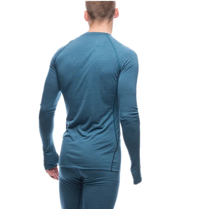 Мужские длинные кальсоны из мериносовой шерсти с длинным рукавом и круглым вырезом