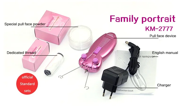 Kemei  KM 2777 Lady Electric Epilator Butterfly Design Face Cotton Thread Defeather Epilator Women Facial Hair Remover Machine