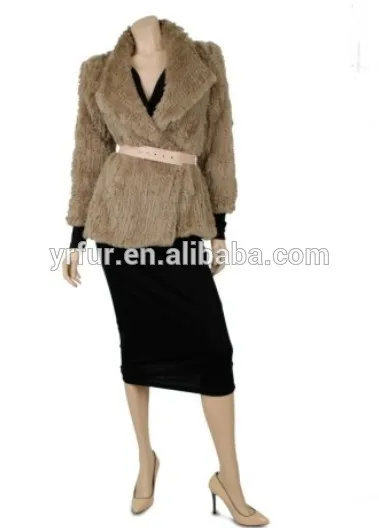 Yr-843 кролика куртка женщин/толстый трикотаё одеёды/сделано в китае