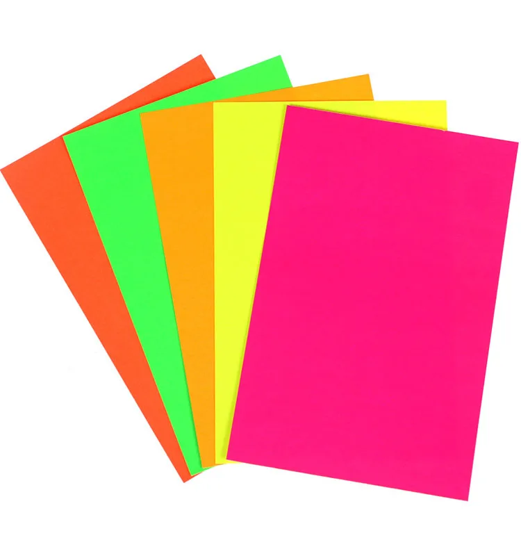 Custom Wholesale Bright Color Origami Paper A4 Size 80gsm Fluorescent Paper