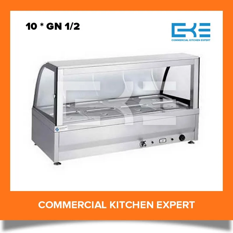 Counter Table Top 10 Pots Stainless Steel Electric Food Warmer Bain Marie with Glass Top Cover