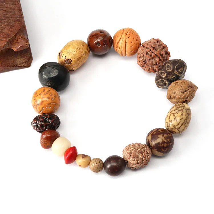 BW1051 Eighteen 18pcs Natural Bodhi seeds amulet Wrist Mala Bracelet