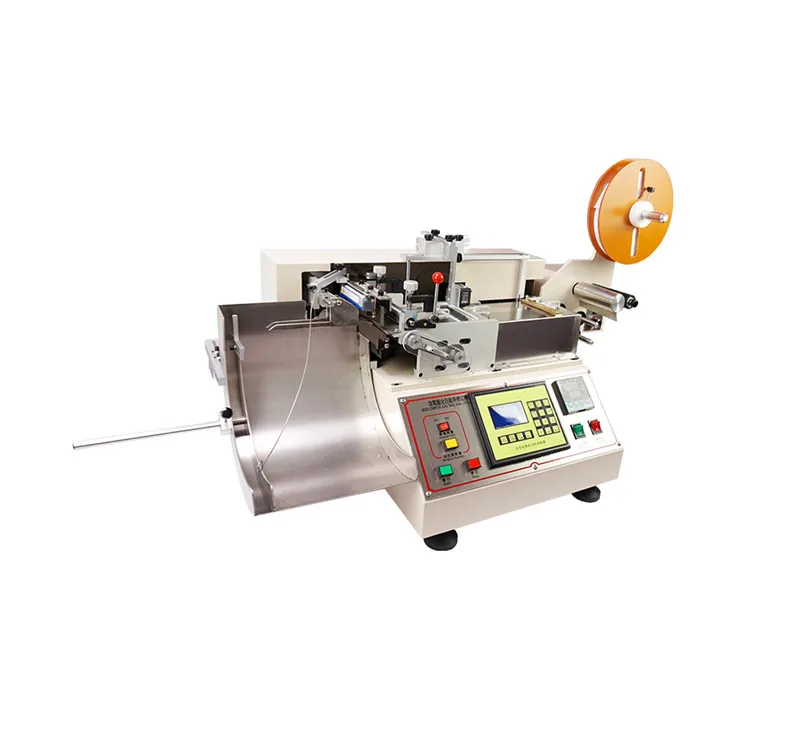 Automatic label cutting machine Computerized satin label tape cutter stacker Automatic tape cutting machine