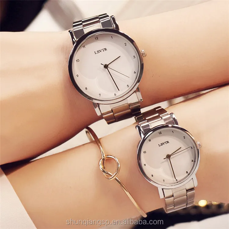 Hot Sell Fashion Pointer Couple Steel Wrist Quartz Watch
