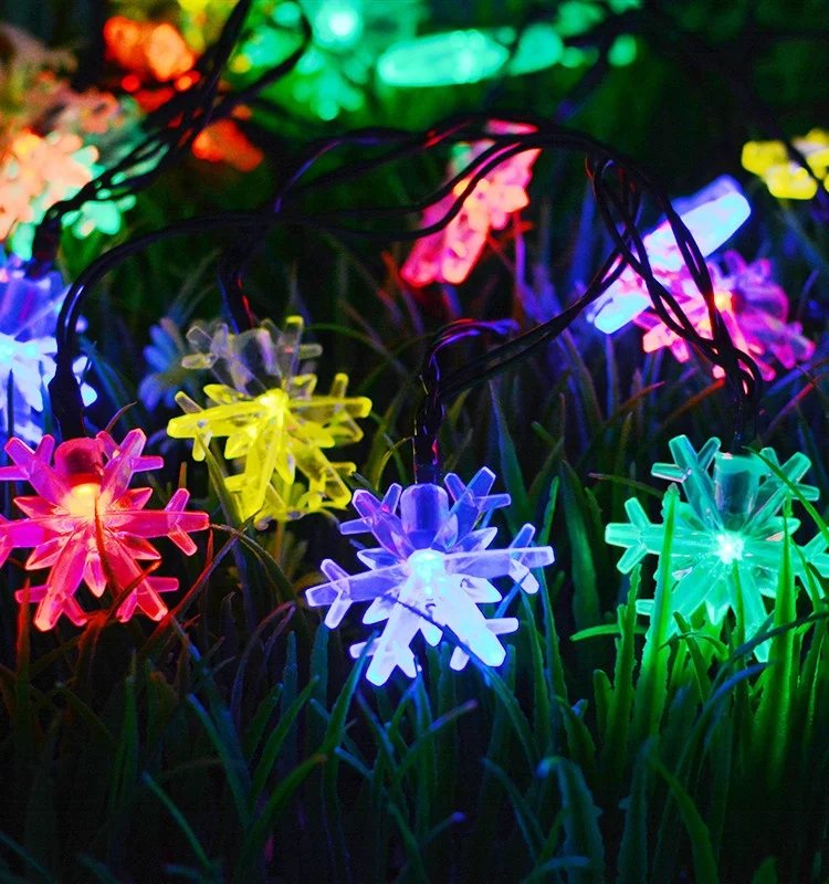 
20LED 4.8mtr/15.7ft Snowflake LED Solar Outdoor Light Strip IP65 Christmas Festival holiday decorative Solar LED light string 