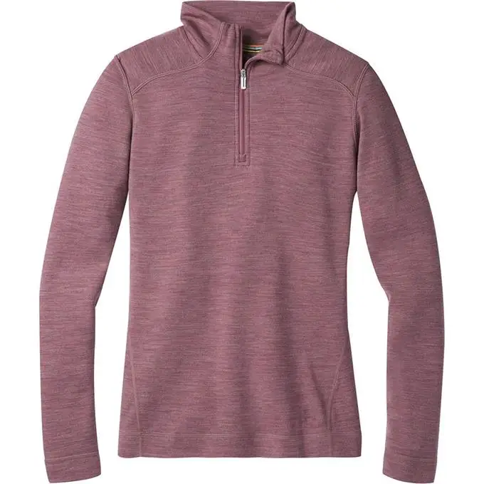 Merino wool  women melange outdoor activities mid layer 1/4 zip top