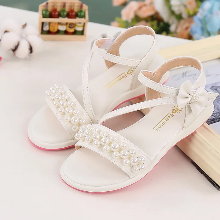 
YY10243S Children pearls design sandal wholesale kids summer princess sandals for girls 