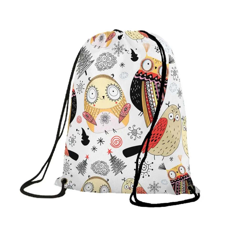 Custom Cheap Price Promotion Bags Cartoon Animals Pattern Design Yourself Polyester Drawstring Backpack customizable