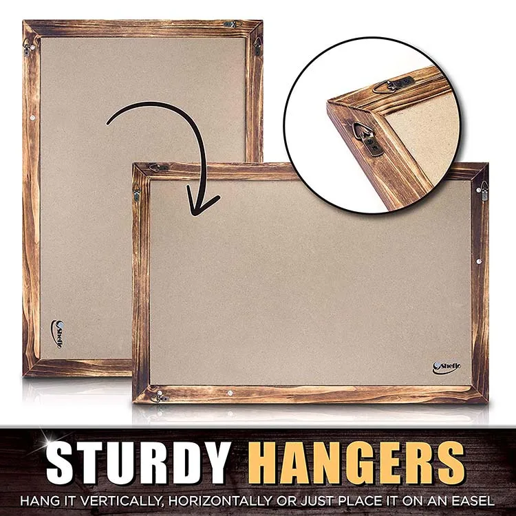 Shefio Large Framed Chalkboard Sign Wall Hanging Magnetic Blackboard with Rustic Handmade Burnt Wood Frame. For Home