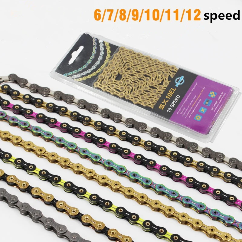 Colorful Mountain Bike 24 27 30 Speed Chain Folding Road Bike Chain 8 9 10 11 12 speed
