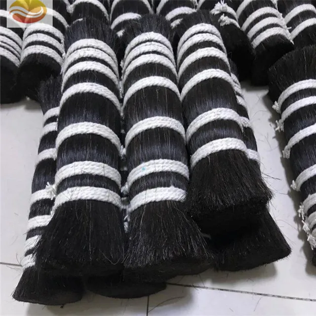 
Handmade Double Drawn Natural Black Horse Mane Hair Horse Tail Hair 