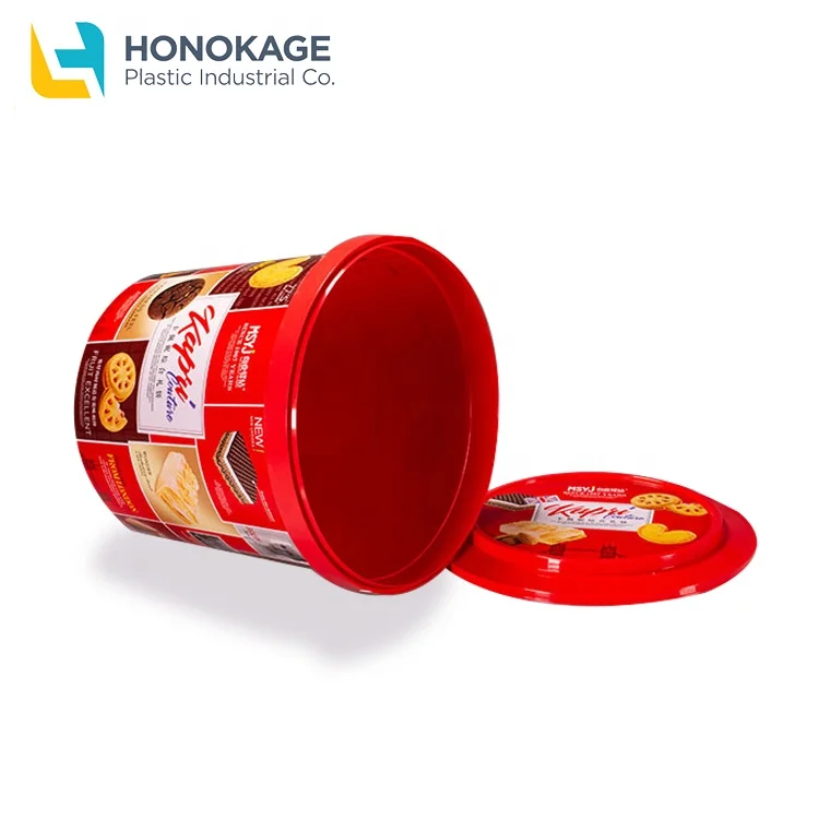 Одноразовые эко круглый 1,25 галлон IML упаковка Пользовательский логотип Печатный печенье Упаковка Контейнер пластиковый cracker контейнер cookie