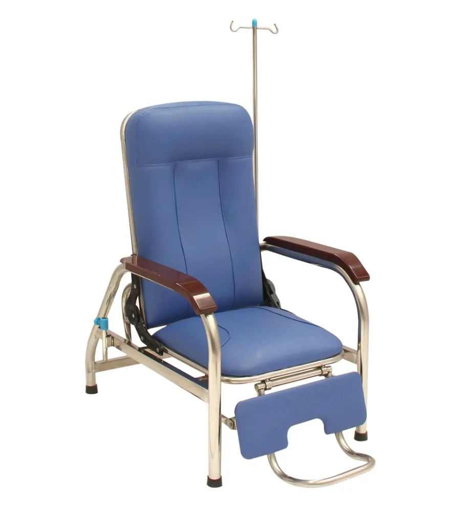 Medical Hospital Single Metal Iv Drip Infusion Chairs with Iv Pole with Basket