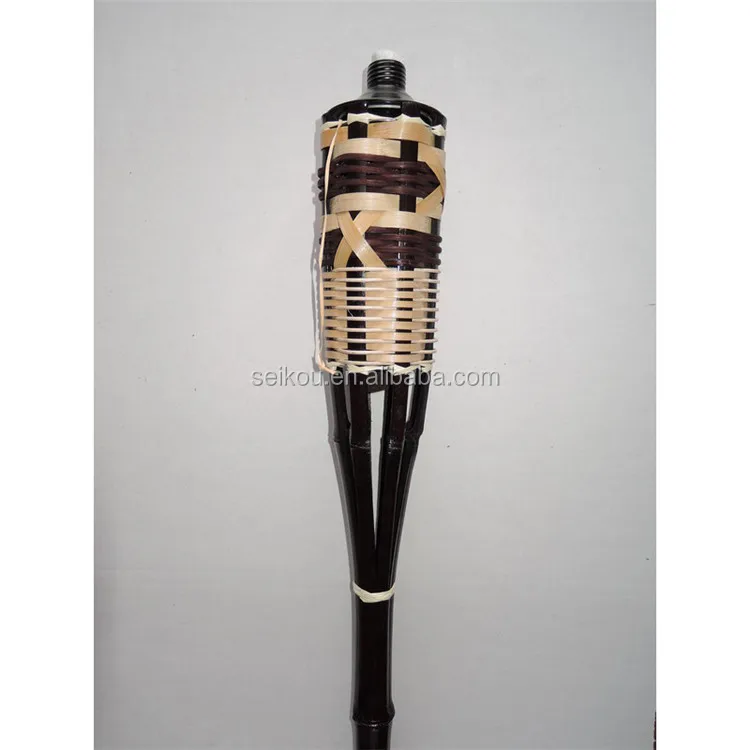 Garden Tiki-Style Bamboo Tiki Torches with Metal Oil Canister