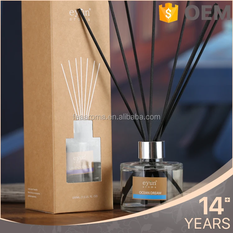 Guangzhou supplier eyun decorative glass bottle reed diffuser, aroma reed diffuser packaging