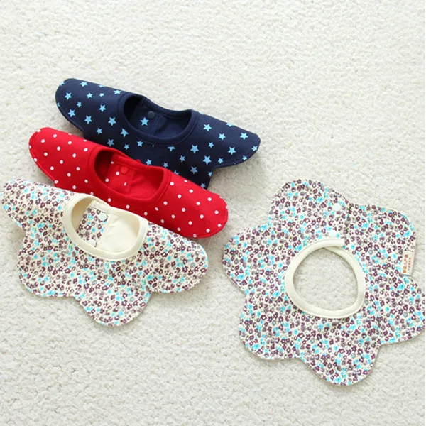 Чистый хлопок слюнявчик 360 градусов вращающихся лепесток Цветочные Детские нагрудники