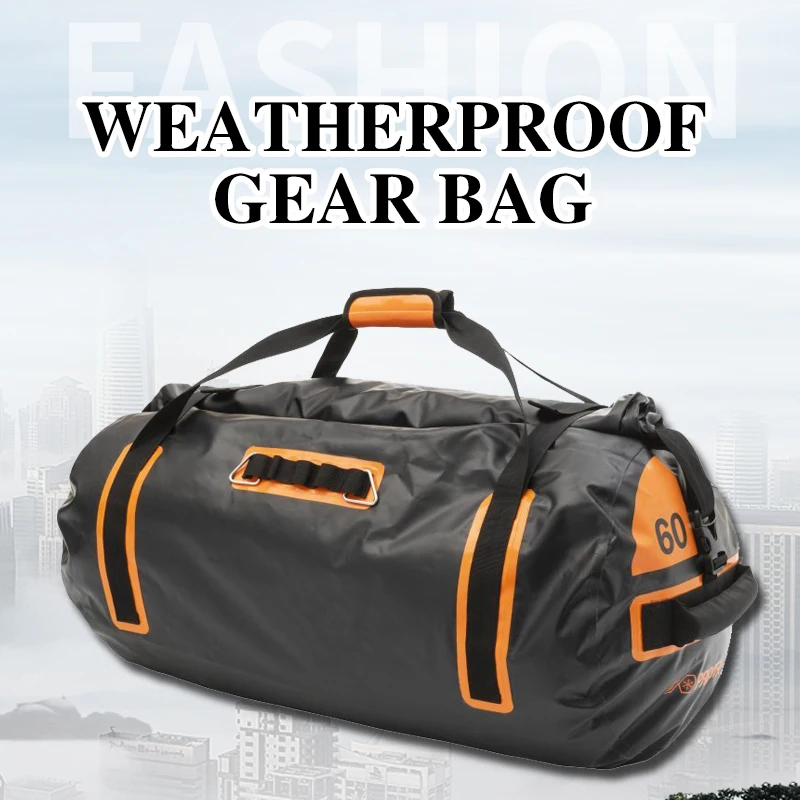 60L Waterproof Duffle Gear Bag with Fully Welded Waterproof Seams Protects Against Water Dust and Roam Grime