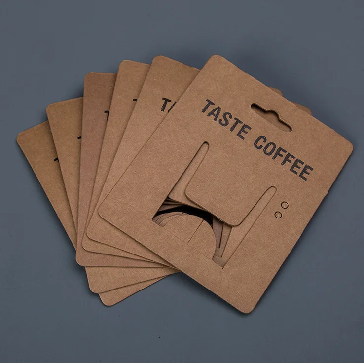Coffee cup packaging yiwu business kraft custom hard paper display hang header card packaging printer logo sheets holder stock