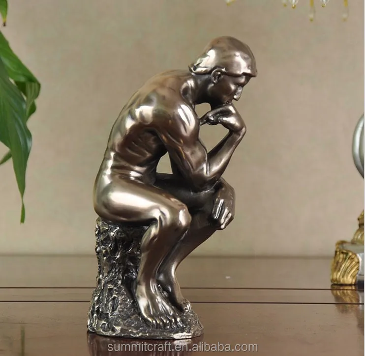 resin cold cast bronze thinker sculpture