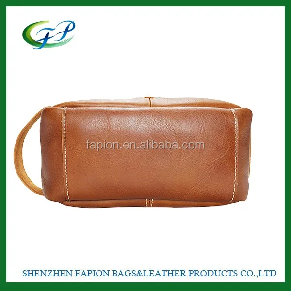 
high quality large travel leather toiletry bag for men 