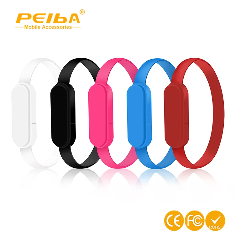 
Best Promotional Gift USB Bracelet Charging Cable USB Sync USB Data Cable For iphone and Android Phones 