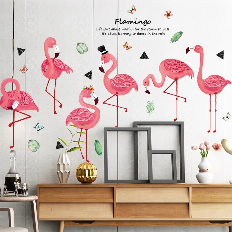 YIYAO Animals Flamingo wall stickers home decoration stickers for furniture