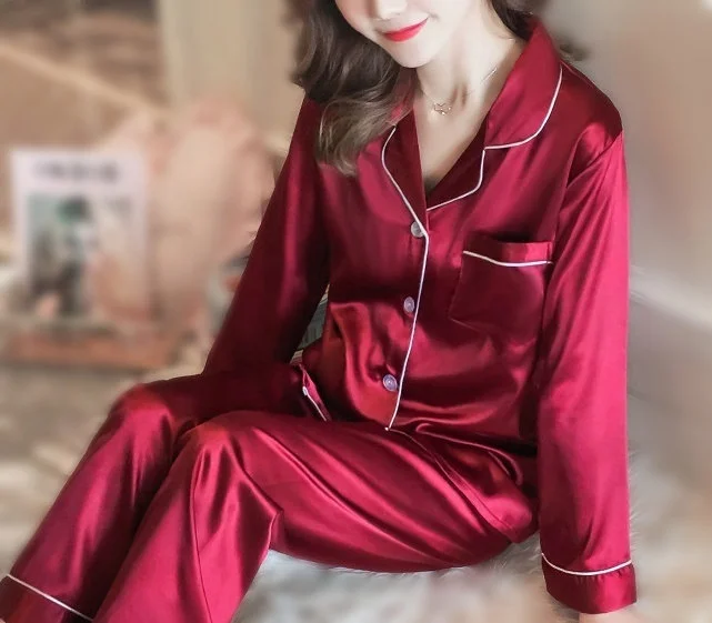 
UNISEX Long Style Pajama Set Customized Silky Satin Pyjamas Set Personalized Pajamas For Bride Bridesmaid Gift 