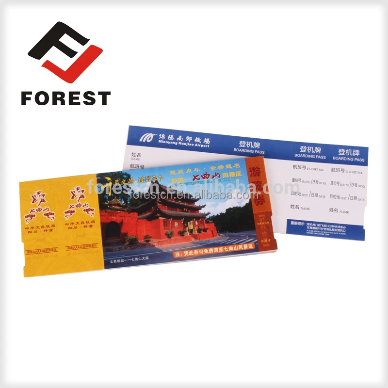 Cheap price flight ticket airline thermal paper boarding pass, air fright tickets