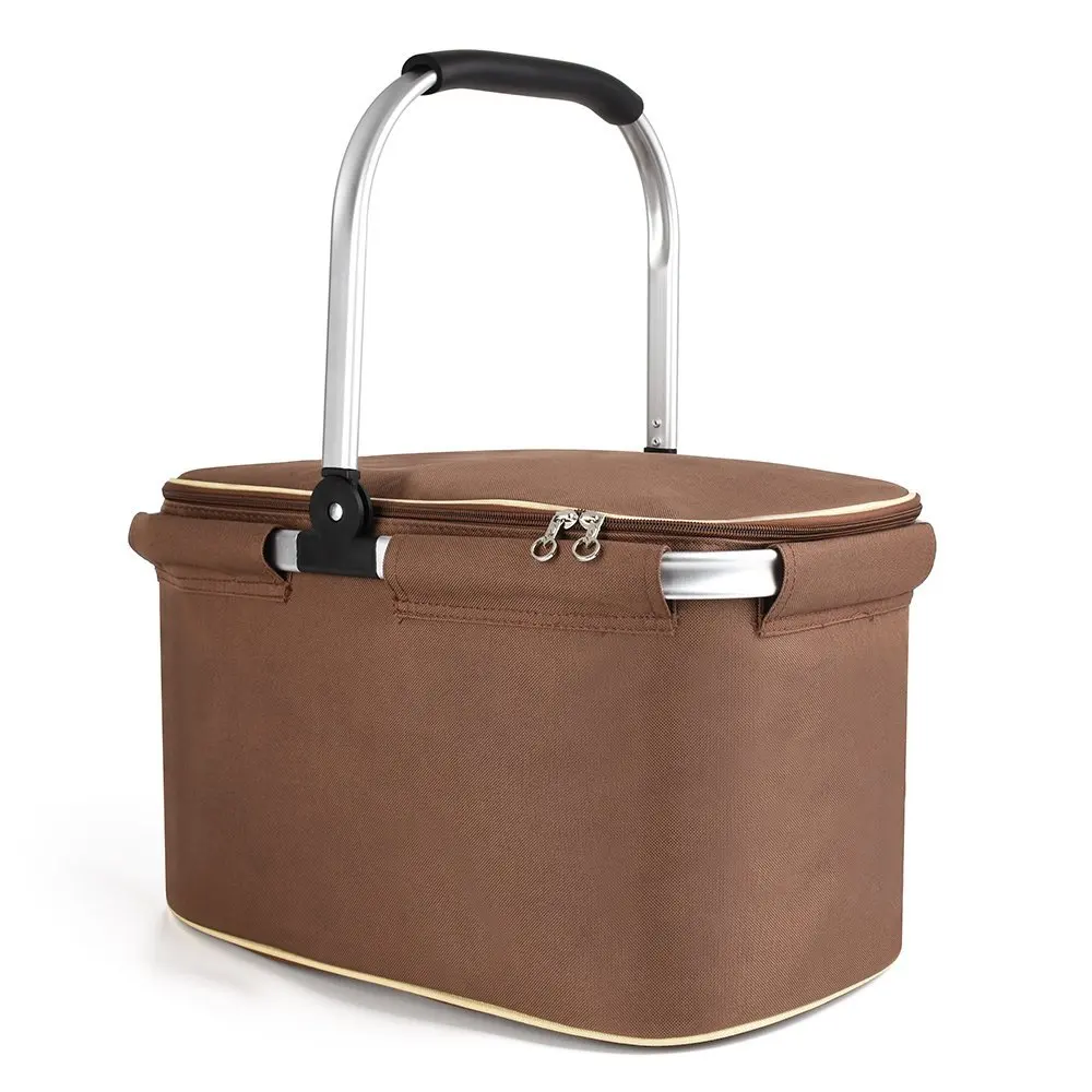 High Quality Collapsible Portable Polyester Fabric Cane Picnic Basket