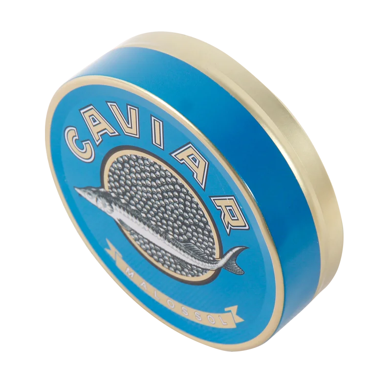 Food grade gold printing metal tin box packaging Italian caviar metal tin can