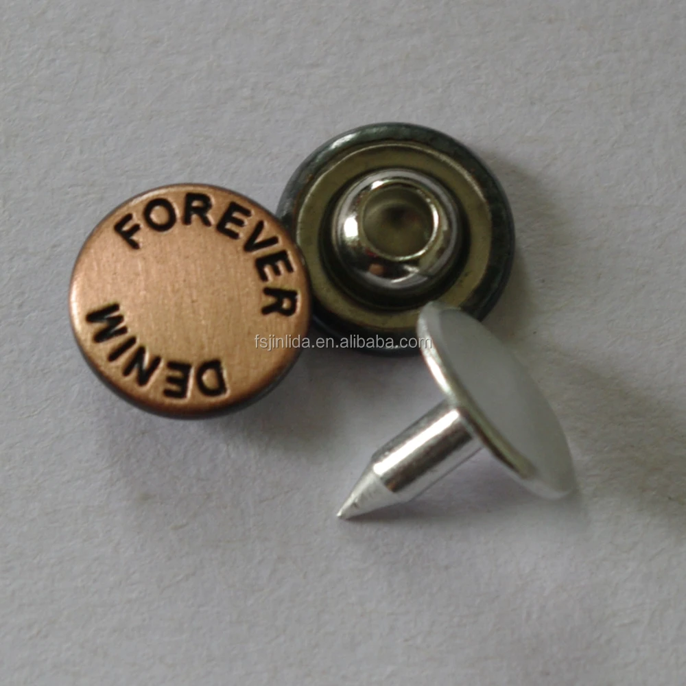 
9mm anti brass brushed color metal badge jeans rivet 