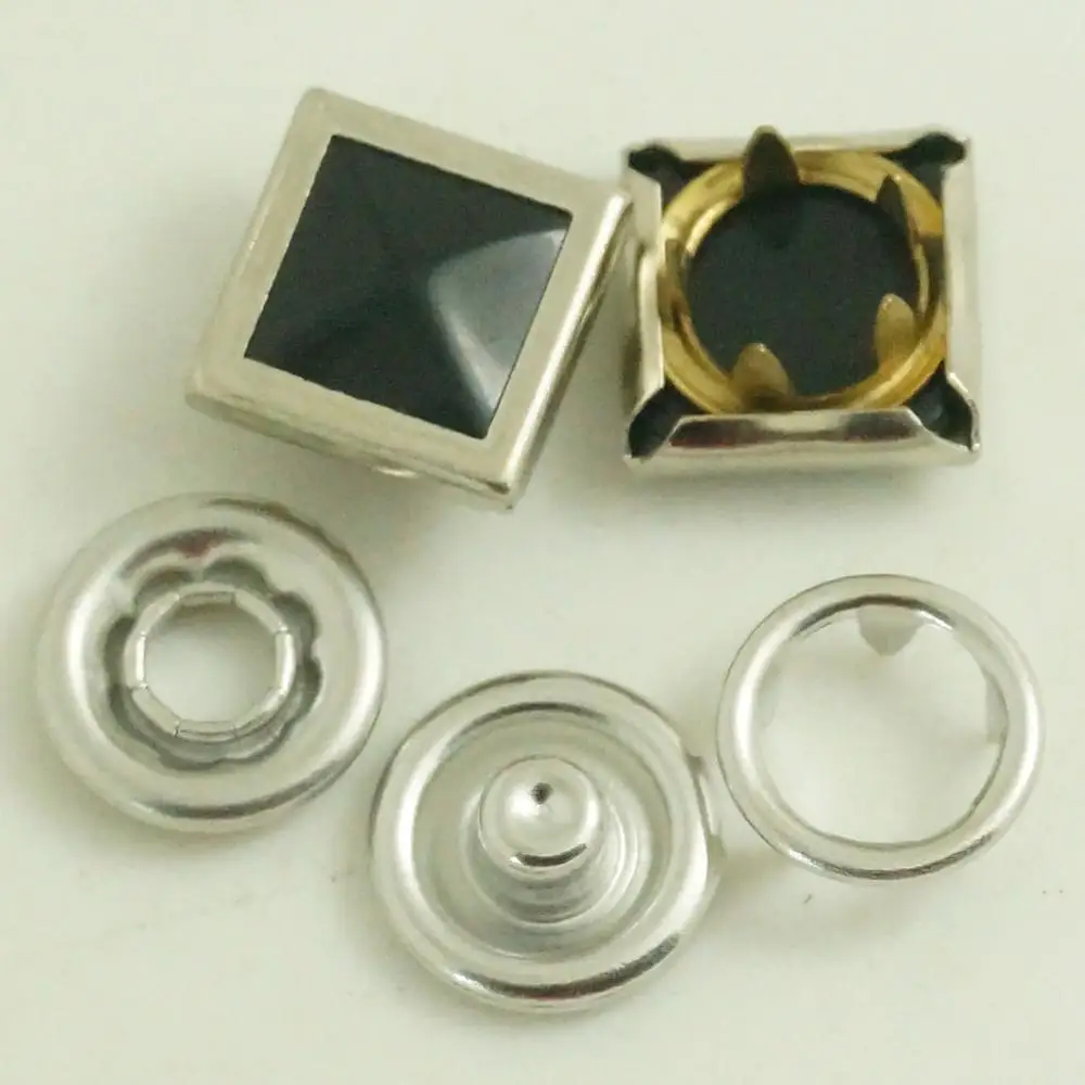
no MOQ custom square pearl prong snap button for T shirt 
