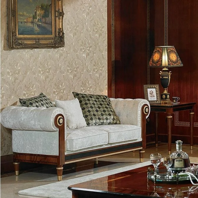 Luxury design European style furniture solid wood antique classic sofa set