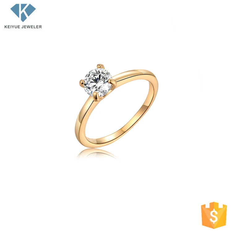 Keiyue sterns chinese gold plated wedding 5mm cz halo rings sample catalogue rings jewelry women