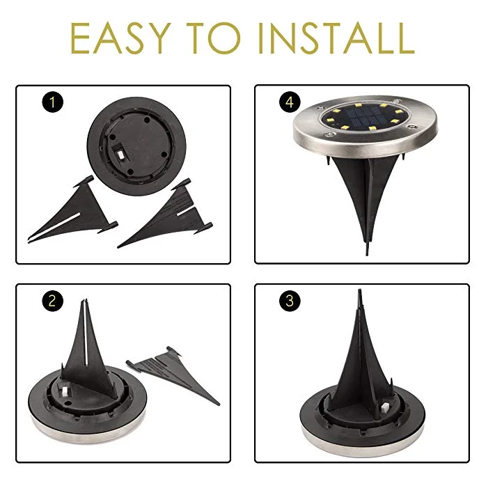 
Solar Ground Lights Outdoor,Solar Powered Outdoor In-Ground Lights with Super Bright 8 LED Waterproof light 