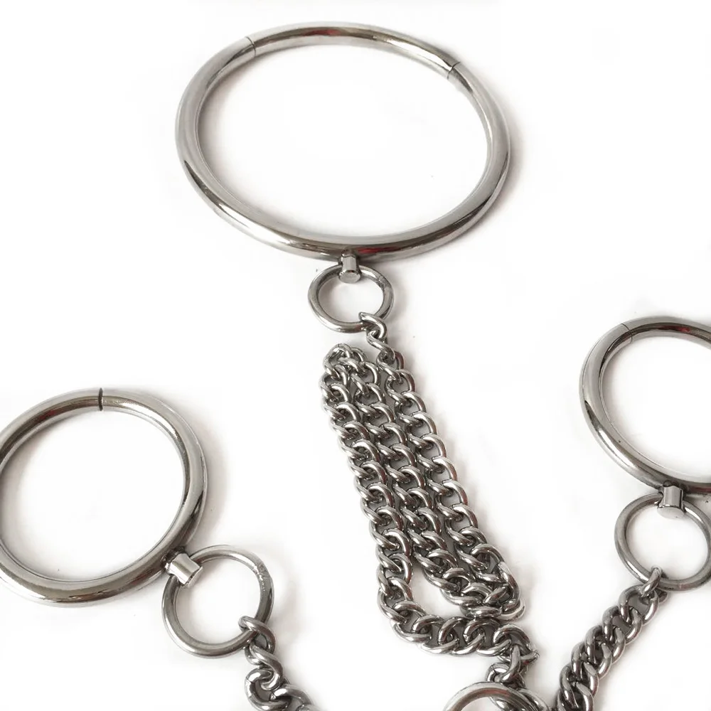 Stainless Steel Metal Bondage Set Hand Ankle Cuffs Neck Collar Slave Bdsm Fetish Handcuffs Sex Games Toys for Adults Restraints