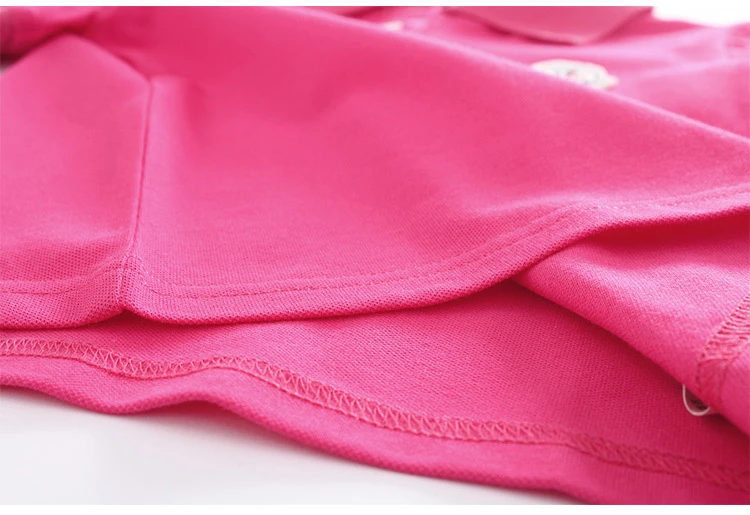 solid pique cotton poly kids applique school uniform design rose carmine polo shirt(A964)