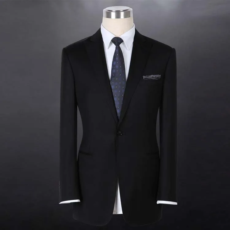 New style one button Notch Lapel black 70% wool wedding dress suit for men